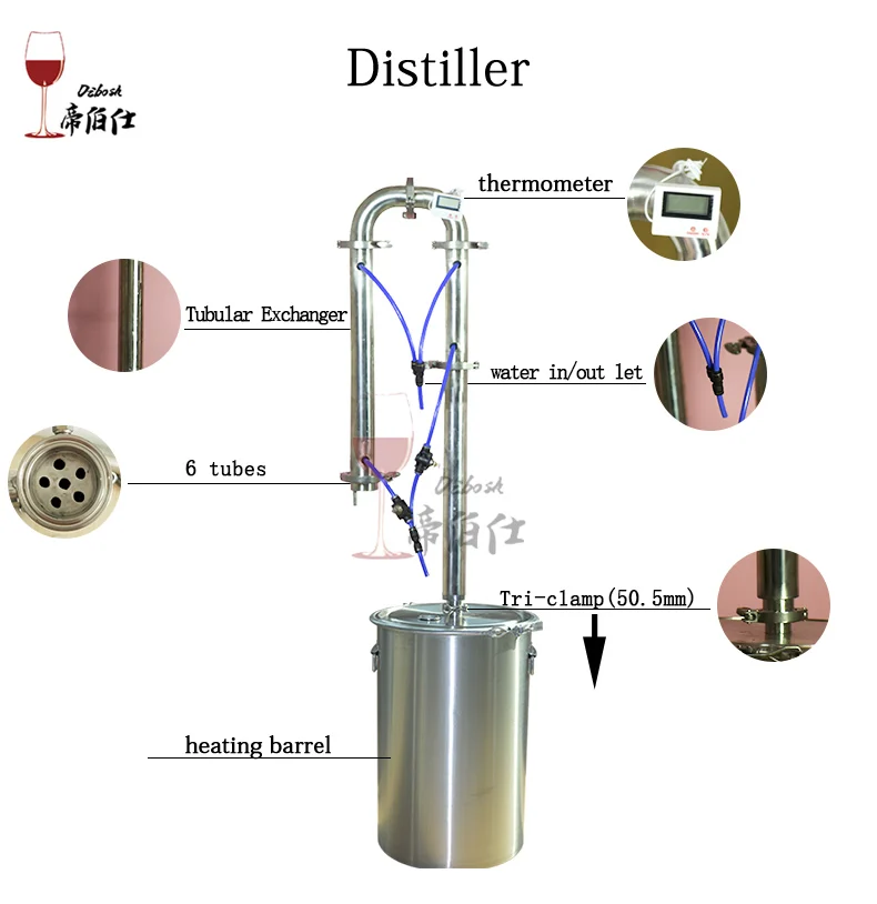 Оборудование для виноделия с дистилляционной башней может быть сопряжено с различными спецификациями баррель, доморощенный коньяк водка дистиллятор