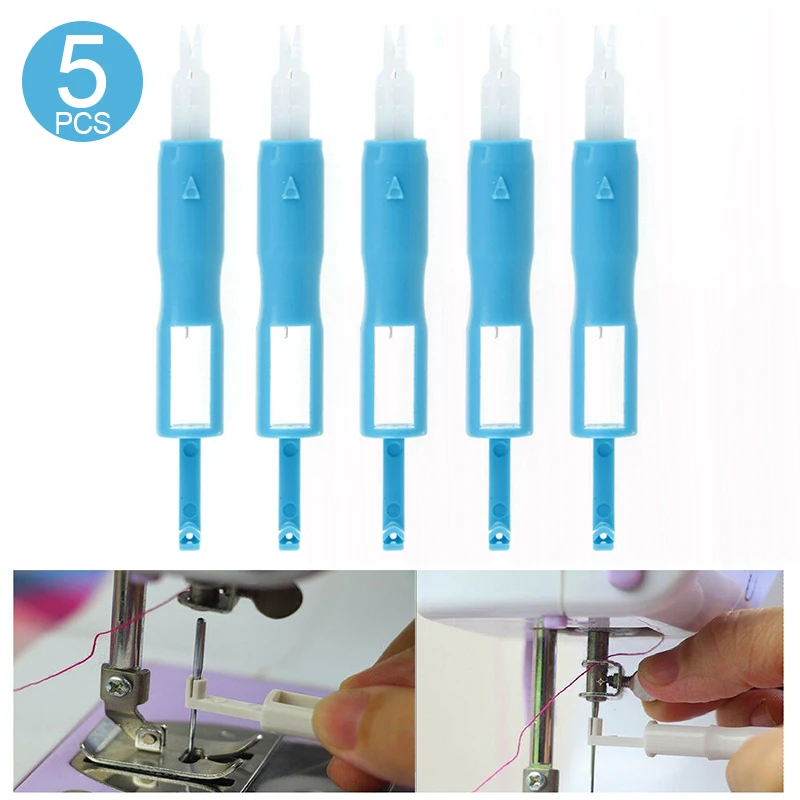 

5pcs/set Needle Threader Stitch Insertion Applicator Handle Thread Tool for Sewing Machine Needle Inserter