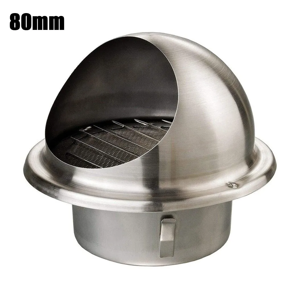 Air vent grille ventilation grille 1pc stainless steel louvred 70/80/100/150mm brushed external extractor wall vent outlet