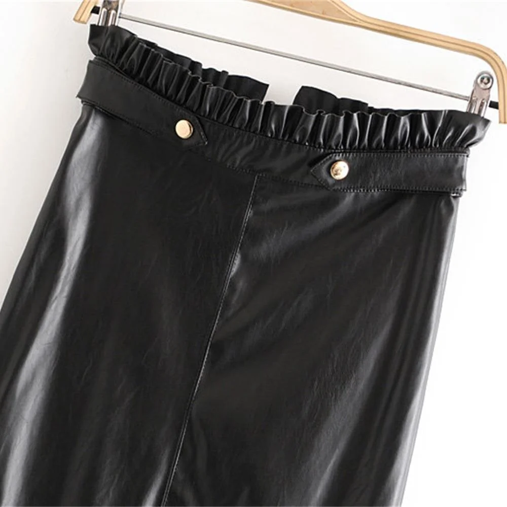Новинка осени 2019 года Женская облегающая прямая юбка из искусственной кожи с