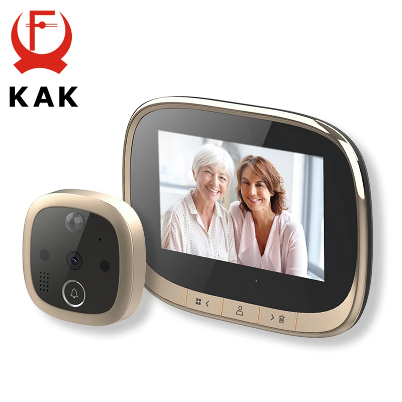 KAK 4.3 Inch Electronic Door Viewer Bell IR Night Door Camera Photo Video Record Digital Door Camera Smart Peephole Doorbell