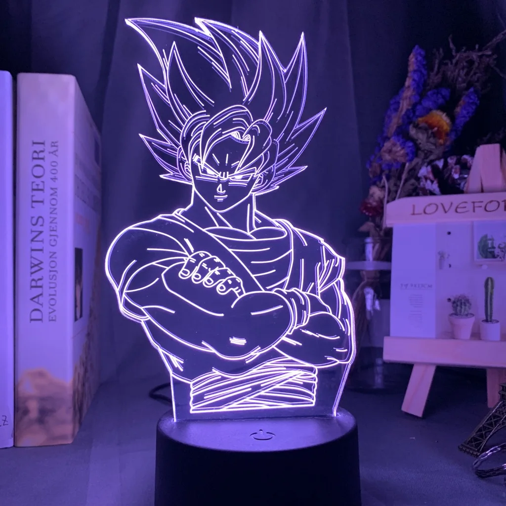 Dragon Ball лампы Гоку рисунок ребенка Украшения в спальню ночной Светильник классный подарок на день рождения для детей с рисунком из аниме гаджет светодиодный ночной Светильник 3d иллюзия