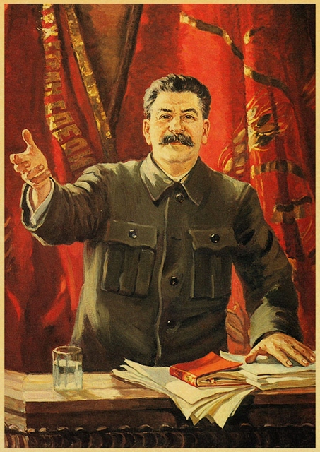 Lenin Joseph Stalin Portrait CCCP USSR Retro Kraft Paper Posters Art Painting for Home Wall Prints Sticker Decorative