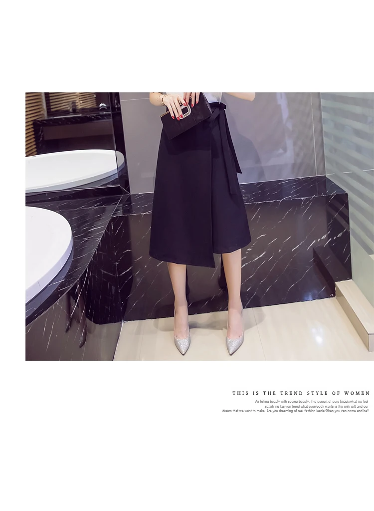 New plus size women skirt Spring Summer Asymmetrical Bow High Waist Midi Skirt Elegant Sexy Office Work saia skirt WR802