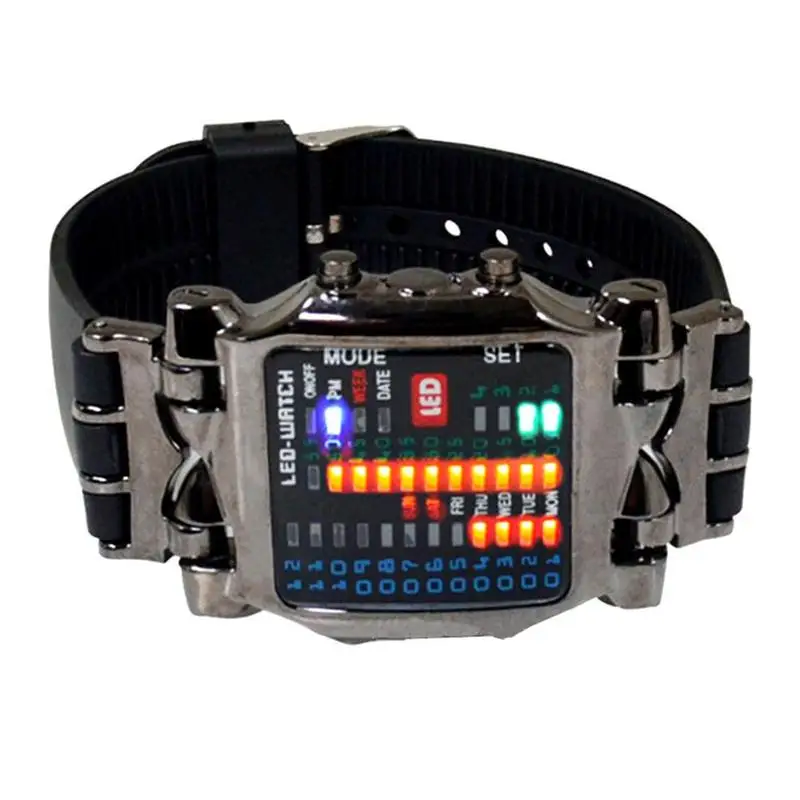 1 Pcs New Binary Electronic Watch Cool Colorful Lantern Watch Men's Watch Men's Sports Watch LED Student