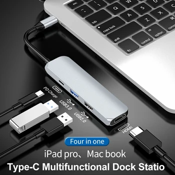 

Type C 4-in-1 USB Hub Adapter with 4K Output 1 USB 3.0 splitter connector usb hub ноутбук планшет флешка Планшеты أجهزة الكمبيو