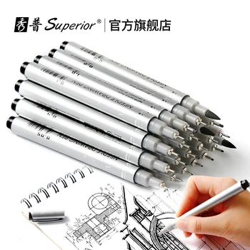 

10pcs Needle Drawing Pen Waterproof Sketch Pigment Fine Liner Pen Set Professional Marker Hook Pens For Signature Artist + Brush
