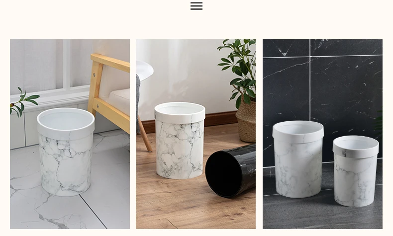 moda mármore padrão lata de lixo nordic plástico cozinha banheiro lixeira sem cobertura estilo europeu