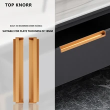 TOP KNORR Furniture Handle Cabinet Door Handle Modern Brushed Gold Drawer Bathroom Cabinet Decorative Invisible Door Handle