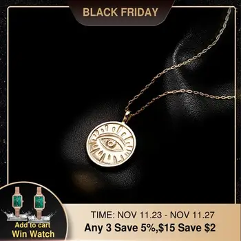

925 Silver Coin Pendants Necklace Boho Eye Jewelry Minimalism Chocker Kolye Vintage Collier Bijoux Femme Women Gold Necklace
