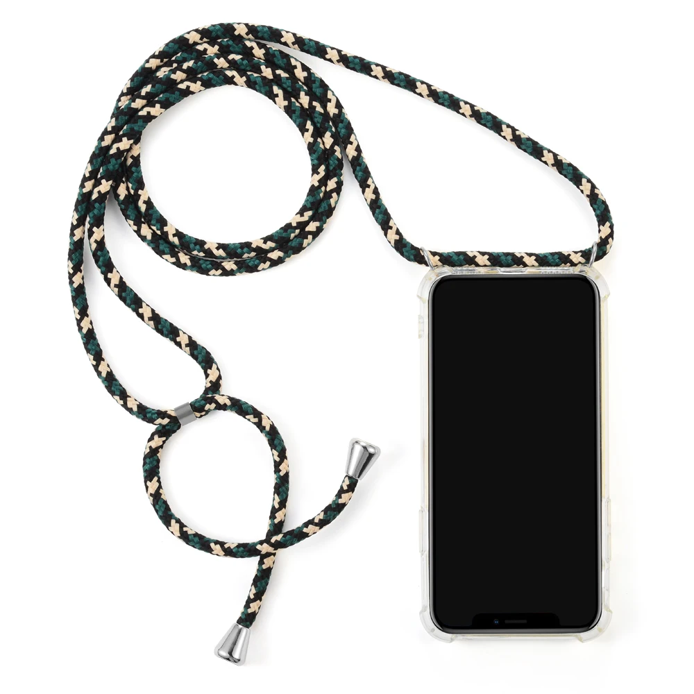 Прозрачный чехол из ТПУ для телефона iPhone 12 11 Pro Max с цепочкой ремешком на шею и