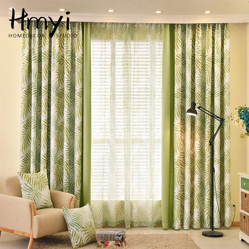 modern-green-leaf-pattern-blackout-curtains-for-living-room-home