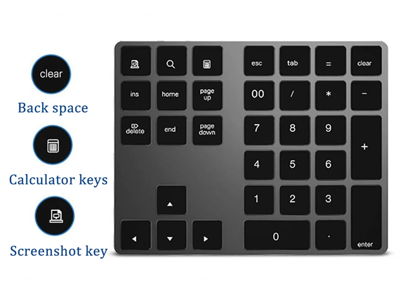 BT308 34-key Bluetooth цифровая клавиатура ультра-тонкая беспроводная цифровая клавиатура Мини клавиатура черный белый