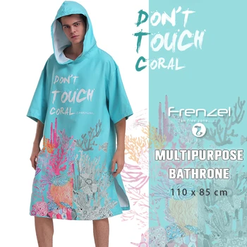 

Quick Dry Bathrobe Swim Robe Poncho with hood Microfiber Unisex Polyester Fleece Wetsuit Changing Robe Quick Dry Towel