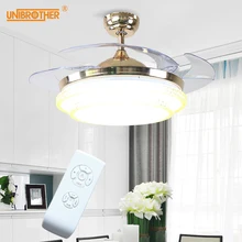 Светодиодный потолочный вентилятор, лампа с дистанционным управлением для гостиной, столовой, спальни, ventilador, невидимые листья, акриловые листья, украшение для дома