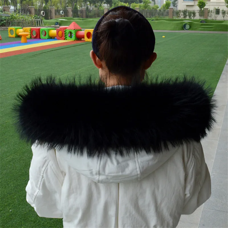 Genuine Real Raccoon Fur Collar Scarves Natural Raccoon fur Shawl Women Parka Coat Hood Trim Collar warm Fashion solid wrap