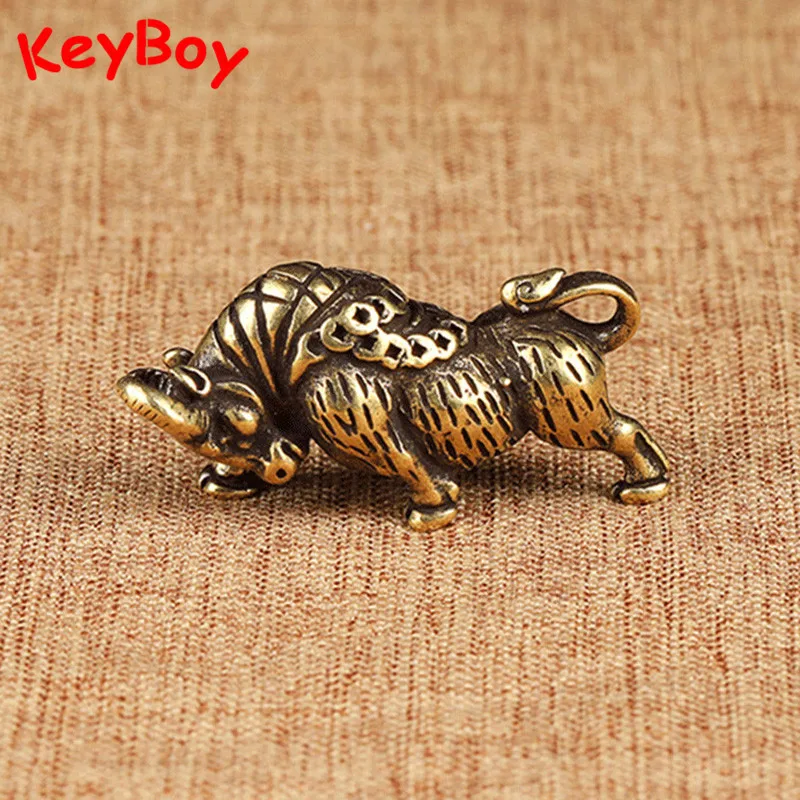 Lucky Money Coins Bull Keychains Pendants Retro Brass Jewelry Animal Bullfighting Figurines Car Key Chain Rings Hanging Ornament | Украшения