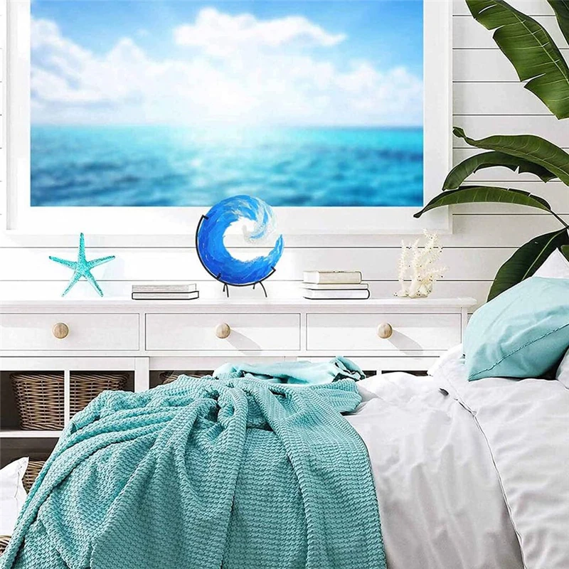 Ocean Wave Sculpture Creative Gradient Blue Wave Fused Ornament Resin Art Crafts For Room Home Desktop Decor With Stand 4 | Ocean Wave Sculpture Creative Gradient Blue Wave Fused Ornament Resin Art Crafts For Room Home Desktop Decor With Stand 4