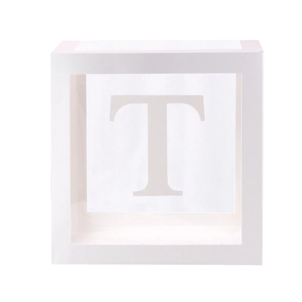 Буквы A-Z прозрачные подарочные коробки для детей на день рождения Детские вечерние украшения - Цвет: T