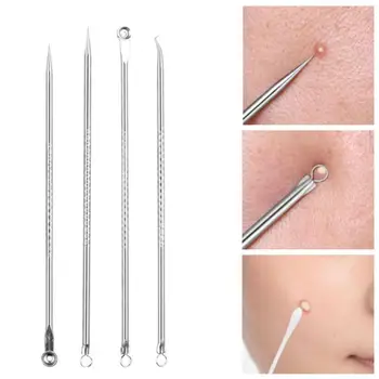 

Hot Sale 1 Set Stainless Steel Extractor Blackhead Remover Needles Acne Pimple Blemish Treatments Face Skin Care Beauty Tools
