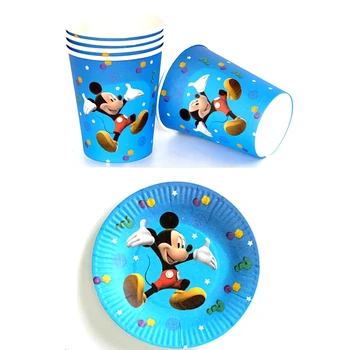 

60pcs Pink Red Minnie Girl Party Blue Mickey Birthday Baby Shower Party Cup Plate Tableware Set Decor for 30 Persons Supplies