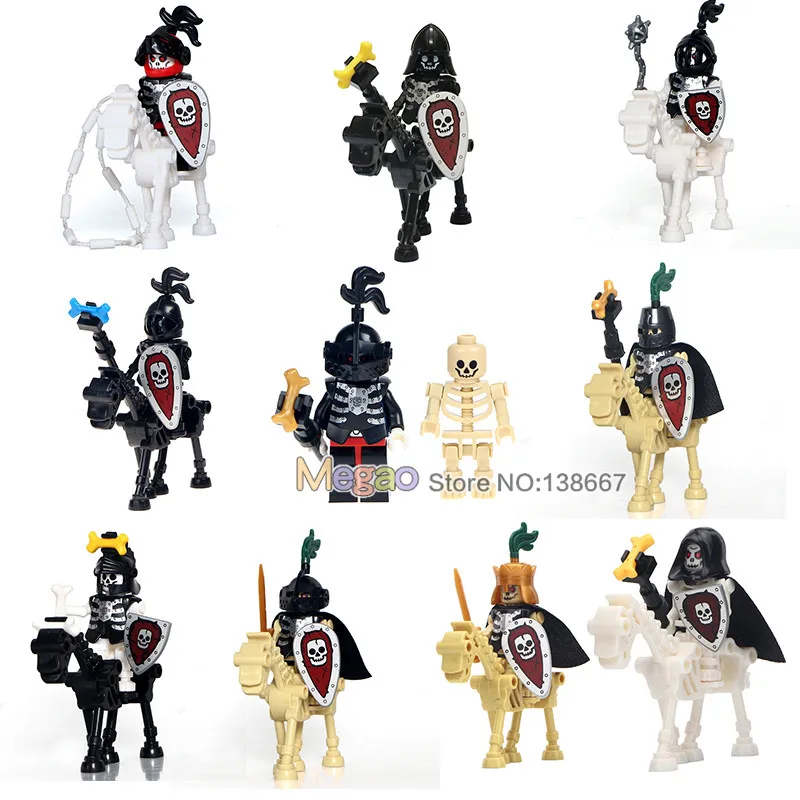 

Single Sale Medieval Castle Skeleton Knights Gladiatus Skeleton Horses Model Building Blocks Bricks Children Gift Toys