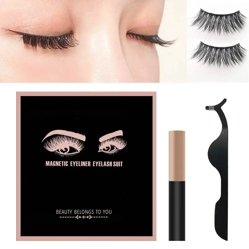 

Hot 1Set Waterproof 5 Magnet Eyelash Liquid Eyeliner Eyelash Extension Magnetic Tweezer Set False Eyelashes Popular