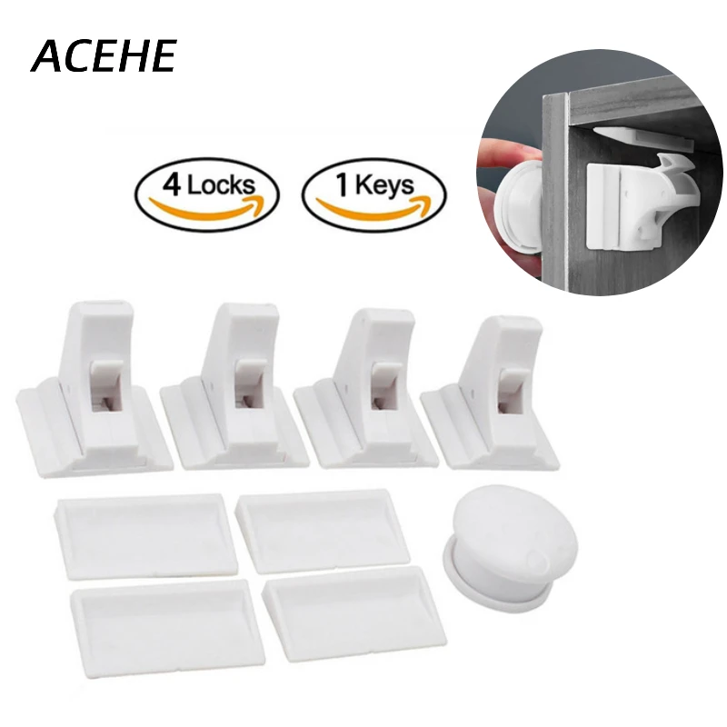 

New Magnetic Child Lock Children Protection Baby Safety Lock Kids Drawer Latch Cabinet Door Lock Limiter 4locks+1 key