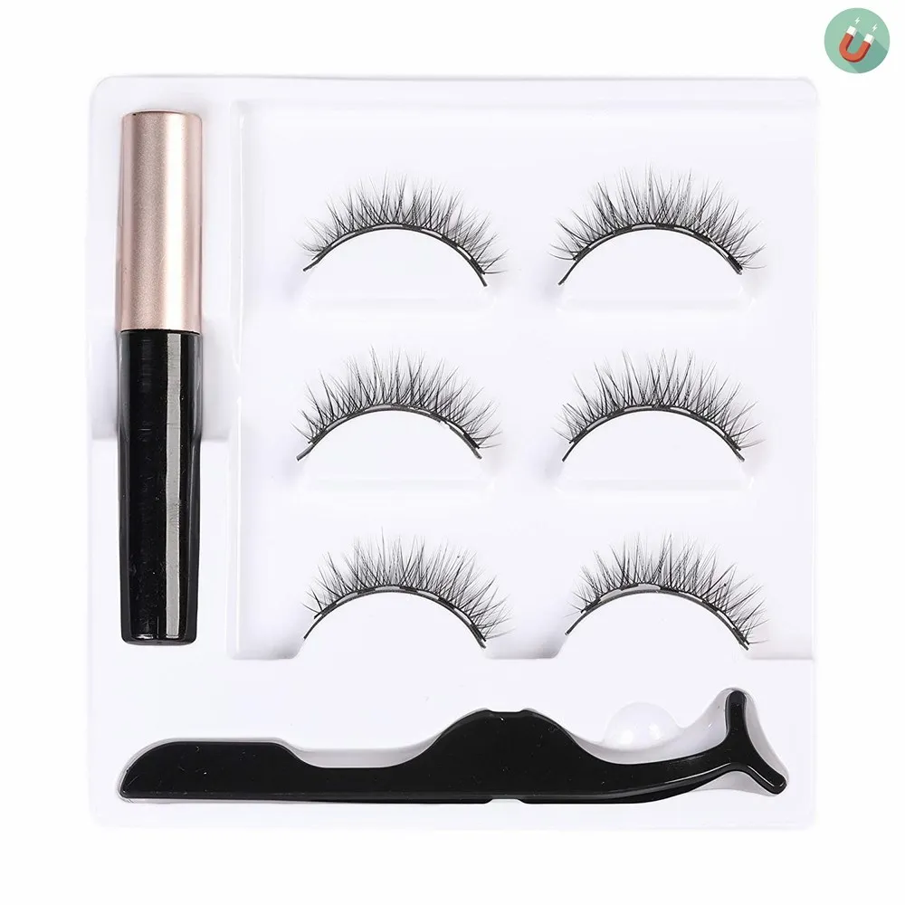 

Natural Long False Eyelashes Magnet Eyelash Extension Makeup Tools 3D Magnetic Eyelashes with 3 Magnets Magnetic Lashes