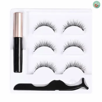 

Natural Long False Eyelashes Magnet Eyelash Extension Makeup Tools 3D Magnetic Eyelashes with 3 Magnets Magnetic Lashes