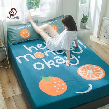 

Parkshin 1PCS Cartoon Rubber Sheet Bed Fitted Sheet On Elastic Band Linen Double Corner Adult Kid Decor Home Single Fitted Sheet