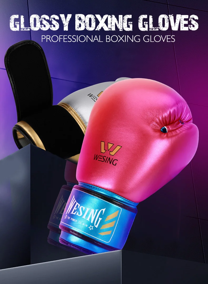Wesing Glossy Boxing Gloves Adults Training Sparring Punching Bag Gloves 