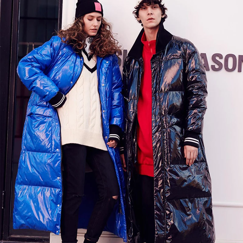 Зимняя новая коллекция модных линейных коллекций Женская теплая длинная пуховая