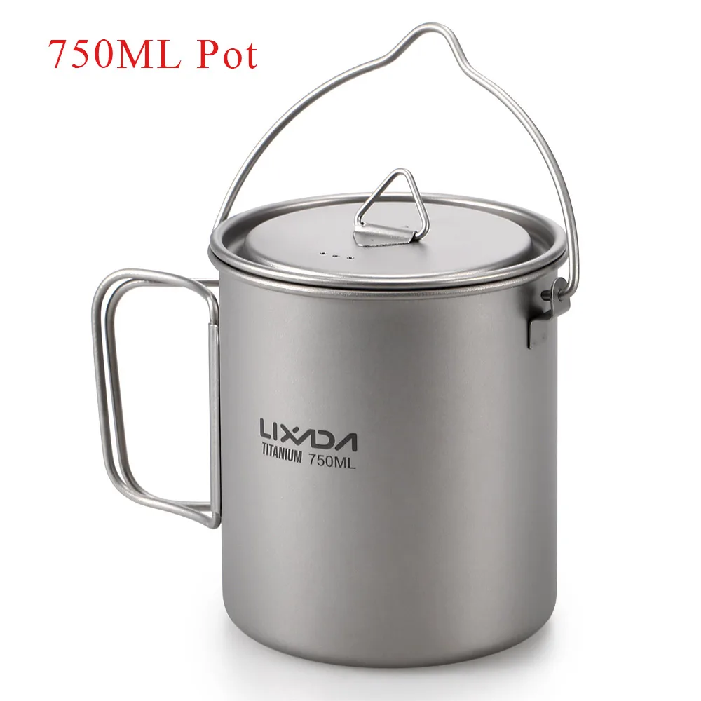 750ML Pot Lixada кружка для воды, титановая чашка, титановый набор кухонной посуды для отдыха на природе, набор кастрюль, сковорода, складные ручки, уличная посуда - Цвет: 750ML Pot
