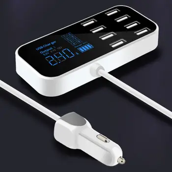 

A9S Fast Car Charger 8 Port Multi USB LCD Display Phone Charger 12V Battery Charger USB Hub for Phone Tablets GPS DVR