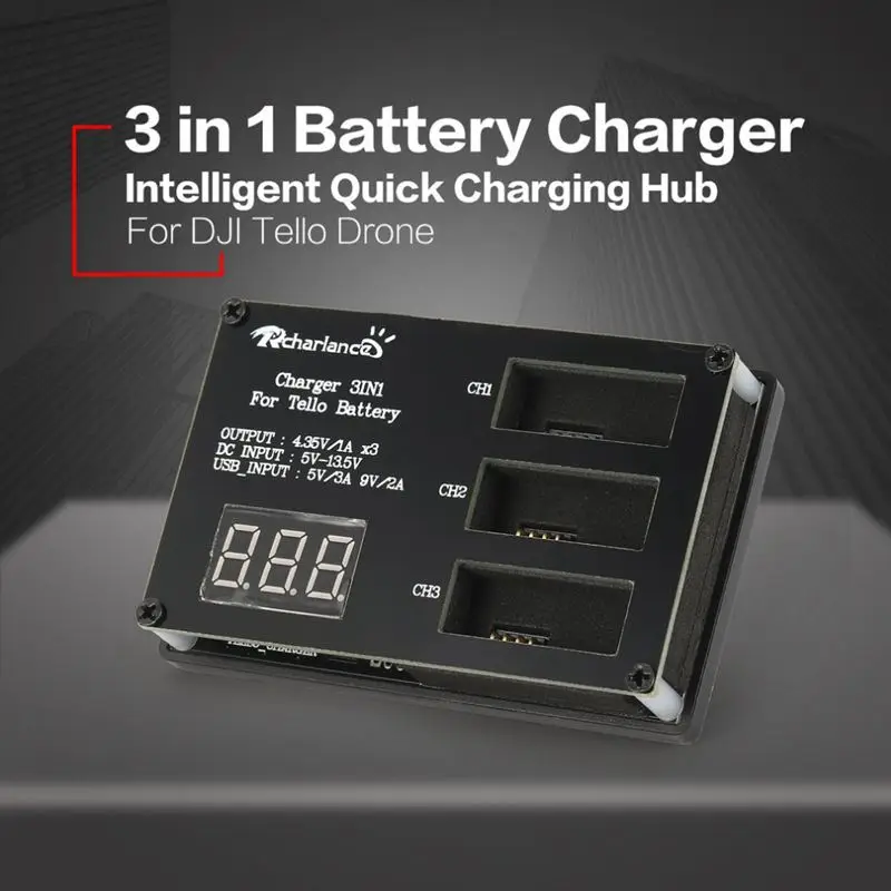 3 In 1 Multi Battery Charger Digital Display Intelligent Quick Charging Hub For Dji Tello Drone Battery Accessories