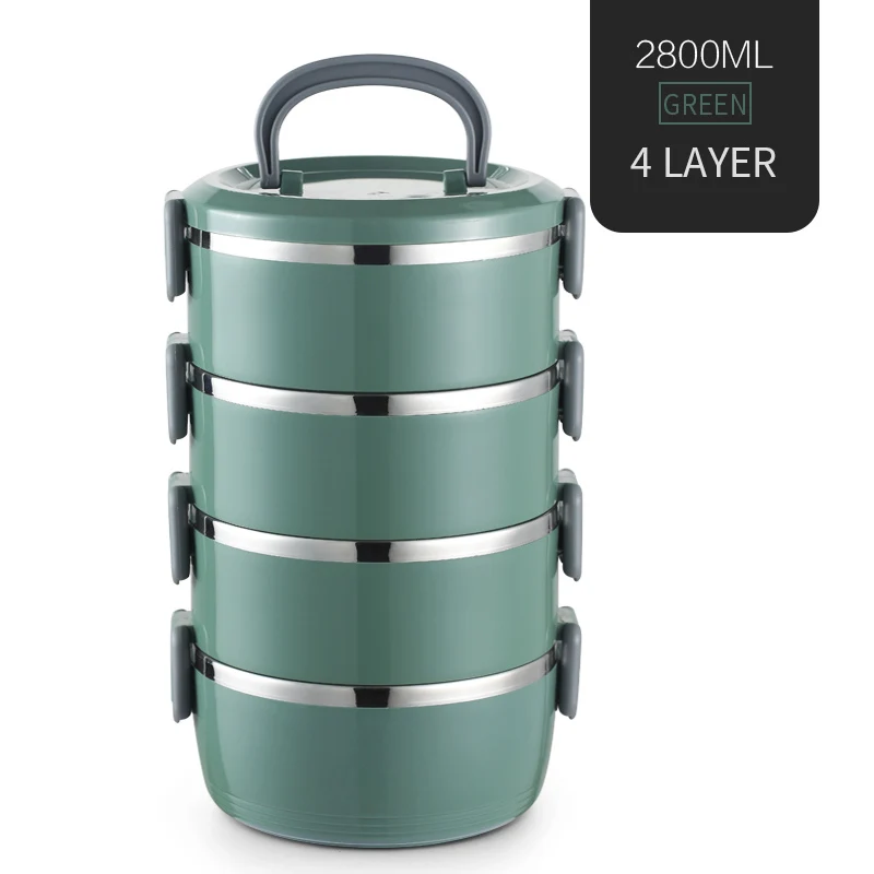 Green 4 Layer WORTHBUY японский тепловой Ланч-бокс для детей из нержавеющей стали контейнер для еды герметичный Bento box Детская школьная коробка для еды - Цвет: Green 4 Layer