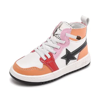 

2020 High Top Children Sprots Shoes Brightly Color Student Basketball Kids Shoes for Boys Girls Running Shoes Sneakers D09181