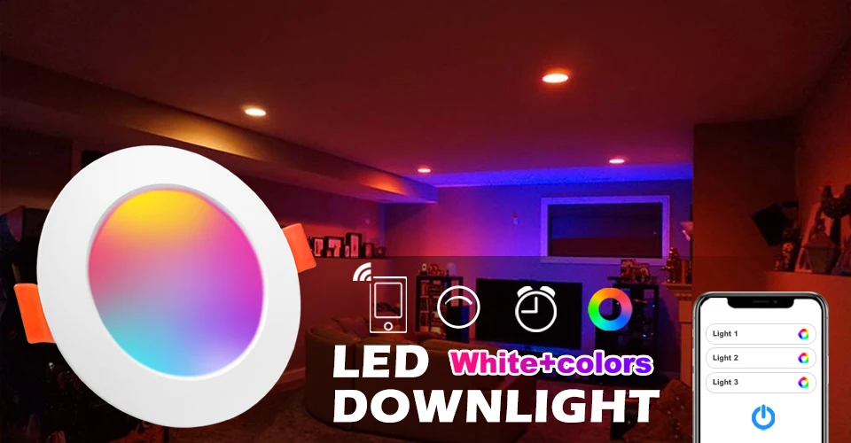 brightest flood light LED Downlights Bluetooth Ceiling Lamp 7W LED Spot Light AC90V-240V Recessed Round RGB Light Timed Dimmable bathroom bedroom remote control flood lights