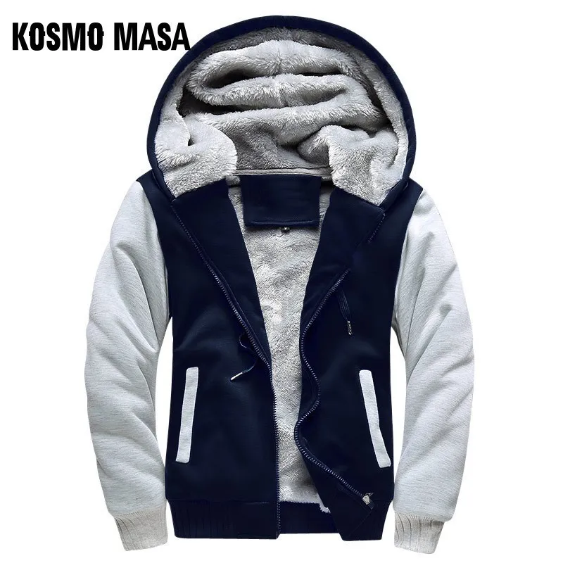 Gray KOSMO MASA флисовые толстые хлопковые толстовки зимняя куртка мужская ветровка Повседневная Осенняя верхняя одежда мужские пальто и куртки для мужчин MJ0090 - Цвет: Gray
