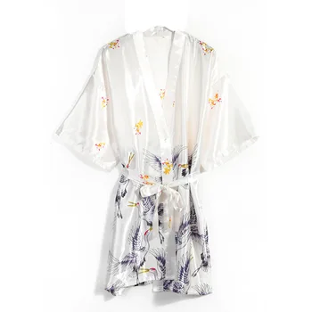 

2020 New Pajamas Women Summer Bride Morning Gown Imitation Silk Large Medium Sleeve Nightgown Women Ice Silk Bathrobe Set