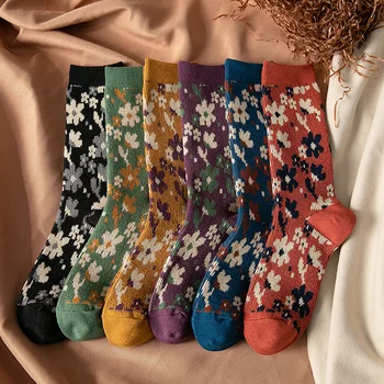 

Sweet Woman Sock Floral Socks for Women Colorful Style Ladies High Standard Sox Female Cotton Trendy Spring Autumn Calcetines