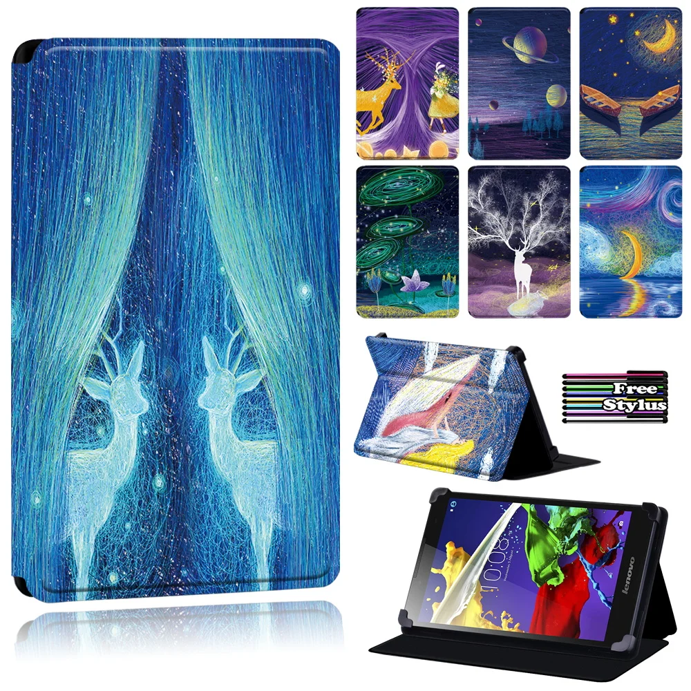 Custodia Per Tablet Lenovo Tab 2(A7-10/A7-10F)/A10-70/Tab 2 A8/Tab 3 7 Essential/Tab 3/Tab 4(8/8 Plus/10/10 Plus) Penna Con Motivo A Vernice