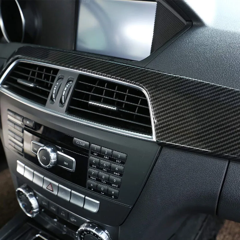 Углеродное волокно стиль для Mercedes Benz C Class W204 C180 c-класс C200 2010-2013 ABS Автомобильная центральная консоль декоративная панель накладка