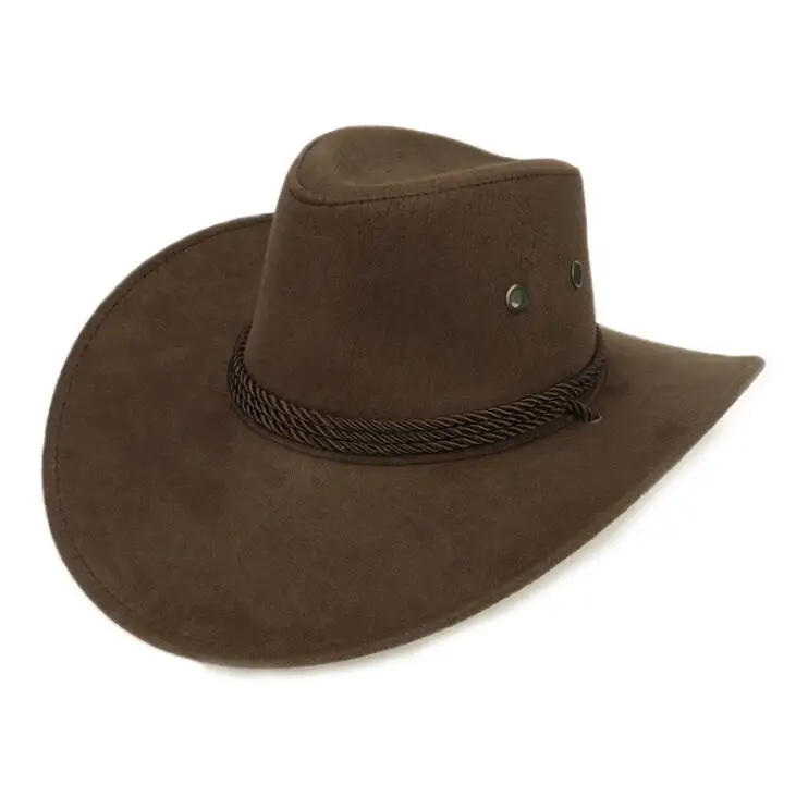 Классические большие полями ковбойские шляпы мужские винтажные уличные солнцезащитные шляпы для женщин - Цвет: Светло-коричневый