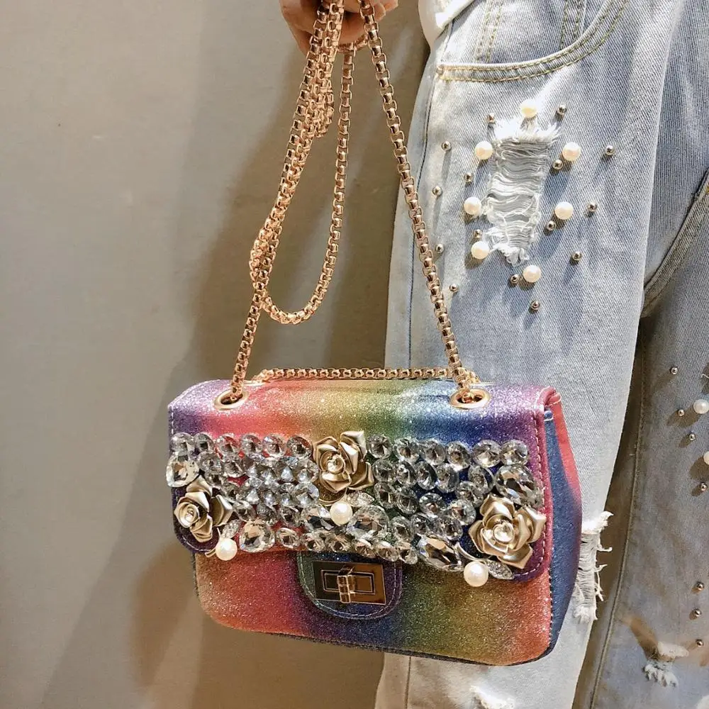 

Luxury diamond evening bag fashion rhinestone chain bag shoulder messenger bag high quality ladies bag and handbag Bolso Mujer