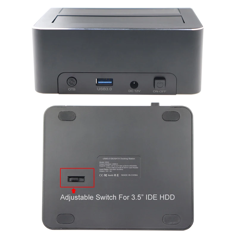 Dual Bay USB 3,0 на SATA IDE/SATA внешняя док-станция для жесткого диска с 2-Порты и разъёмы ступицы колеса и кард-ридер для 2,5/3,5 дюймов SATA/IDE/SATA HDD