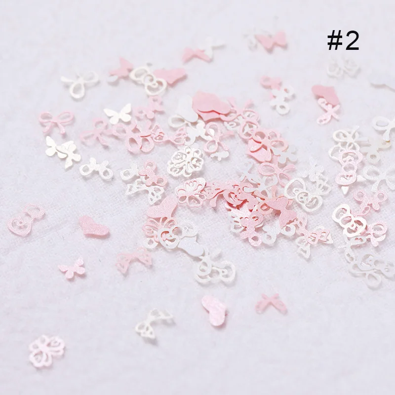 Mixed Size Snowflake Sequin 3D Nail Decoration Butterfly Ultra Thin Hollow Nail Decals Pink Flowers Nail Art Design Accessories - Цвет: 2