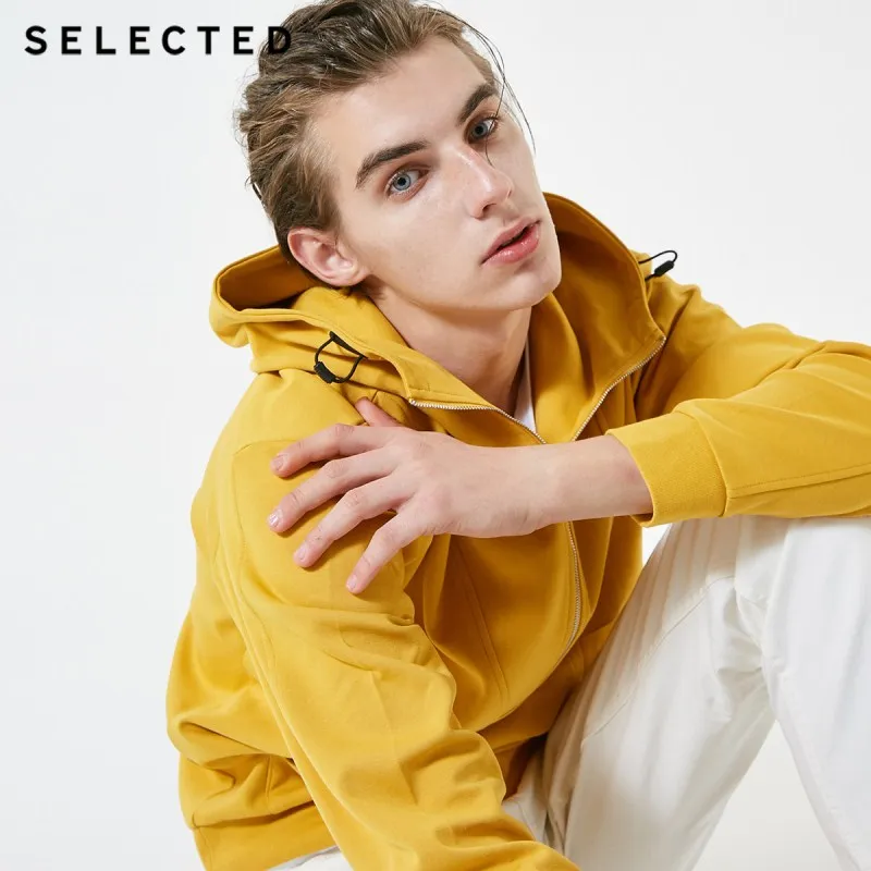 SELECTED Men's Winter Pullover Hooded Cotton Sweatshirt Pure Color Hoodie Clothes C 41914D503