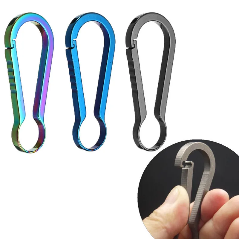 

EDC Titanium Ring Keychain TC4 Ti Backpack Buckle Large Size Hanging Keyring Camping Hook Clip Outdoor Tool